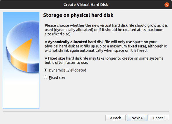 Storage on physical hard disk